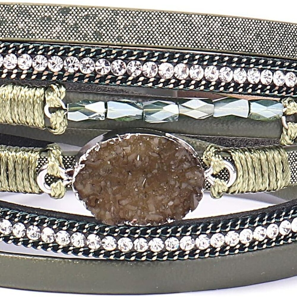 Leather Wrap Bracelet Boho Cuff Bangle Bracelets … - image 1